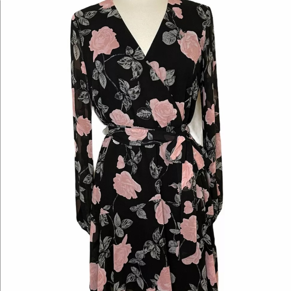 Guess women Dress Size S Sheer Floral Faux Wrap